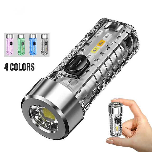  led zseblámpa mini kulcstartó újratölthető lámpa vészvilágítás 7 világítási mód többszínű oldalsó lámpákkal otthoni kempingezéshez