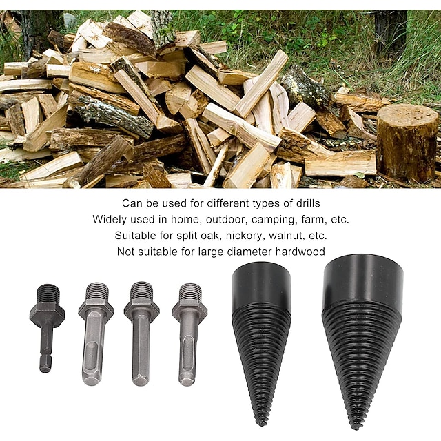 Firewood Log Splitter Splitting Drill Set 6pc Household Electric Split