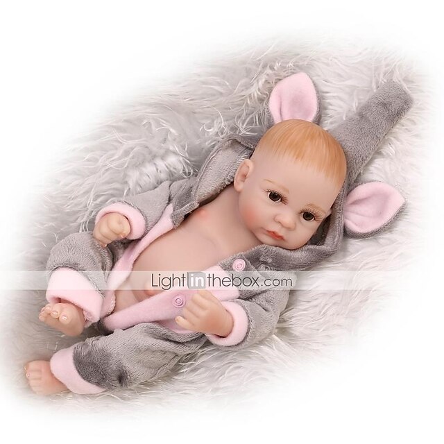  12 inch Reborn Doll Baby Boy Newborn Gift Artificial Implantation Brown Eyes Full Body Silicone with Clothes and Accessories for Girls' Birthday and Festival Gifts