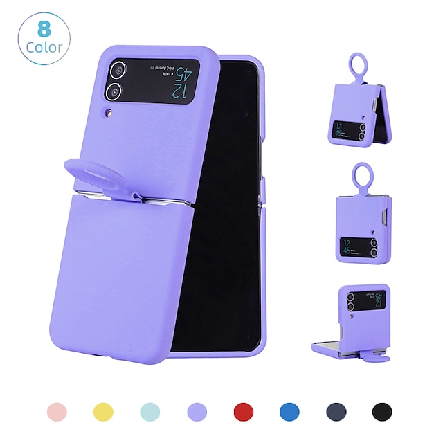  Phone Case For Samsung Galaxy Z Flip 5 Z Flip 4 Z Flip 3 Flip Flip Case with Ring Solid Colored Silicone
