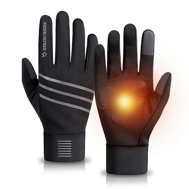  REXCHI Winter Gloves Bike Gloves Cycling Gloves Winter Full Finger Gloves Anti-Slip Touchscreen Thermal Warm Reflective Sports Gloves Mountain Bike MTB Road Cycling Camping / Hiking Black for