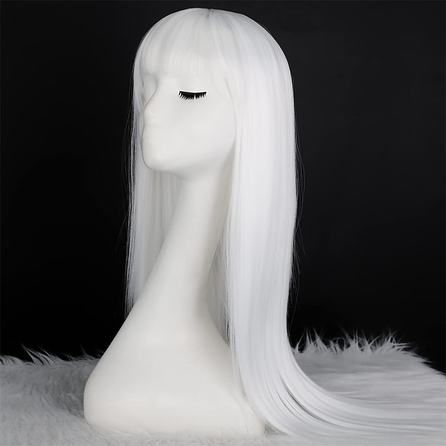  λευκή περούκα ίσια λευκές περούκες για γυναίκες συνθετικές πολύχρωμες πλατινένιες λευκές περούκες cosplay