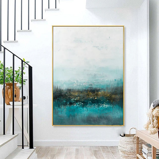 Handmade Oil Painting Canvas Wall Art Decorative Abstract Knife Painting Landscape Green For Home Decor Rolled Frameless Unstretched Painting 9