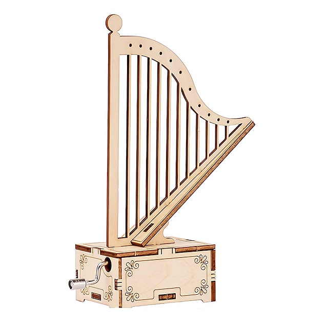  3d puzzle dla dorosłych dzieci diy pozytywka-harfa korba ręczna grawerowana pozytywka drewniany budynek zestawy diy (harfa) dla dorosłych wyświetlacz biurko prezent dla chłopców/dziewcząt