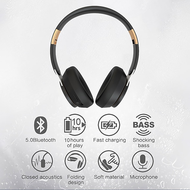 Wireless Headphones Noise Reduction Bluetooth 5.0 Headset Foldable Earphones HiFi 9D Bass