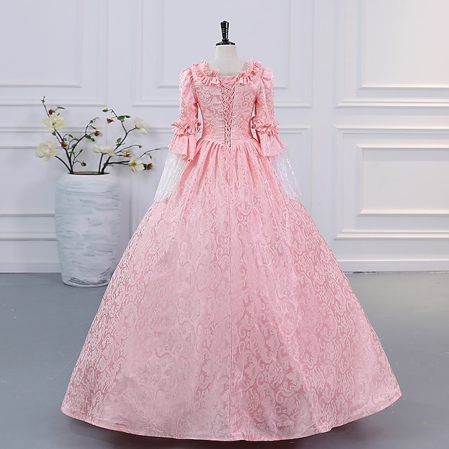 Ball Gown Square Neck 3/4 Length Sleeves Floor-Length Lace Victorian Party Costume Masquerade Cosplay Rococo Prom Quinceanera Dress main image 1