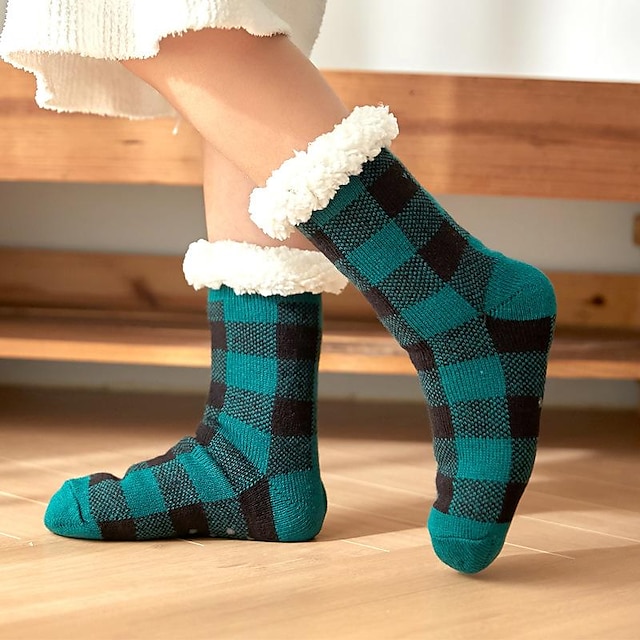 julegave par sokker strikke push for dame menn, varme myke fluffy sokker tykk kose sokk vinter jule sokker til dame 6 eller 5 par