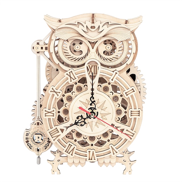  dřevěné 3d puzzle pro dospělé dřevěné sovy hodiny mechanické sady modelů zařízení dárek pro dospělé & dospívající (122 ks)