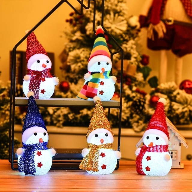  led multicolore bonhomme de neige lumineux ornements pendentif de noël lampe en cristal de noël veilleuse joyeux noël cadeau noel marchandises