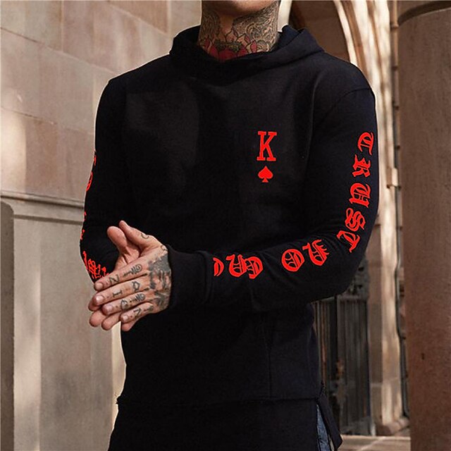 Men's Graphic Print Letter Poker Hoodie Hoodies Sweatshirt Cool Designer Long Sleeve Hooded Sports & Outdoor Streetwear Black Spring Fall Designer2