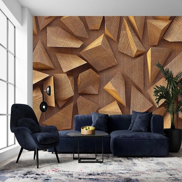  Papel pintado mural de madera 3d pegatina de pared que cubre impresión peel and stick material de pvc/vinilo autoadhesivo/adhesivo requerido decoración de pared mural de pared para sala de estar