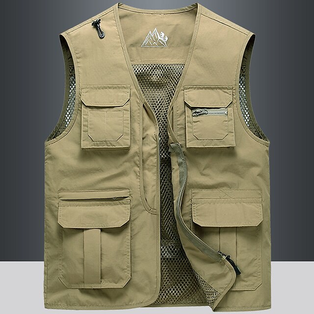Men's Vest Gilet Fishing Daily Wear Business Basic Summer Multi Pocket ...