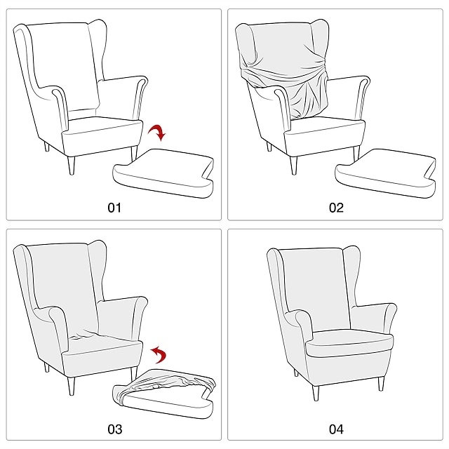 Wing Chair Cover Set, Include Stretch Wingback Chair Slipcover and ...