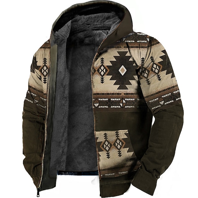 Men's Fleece Jacket Full Zip Hoodie Fleece Hoodie Sherpa Jacket Beige ...