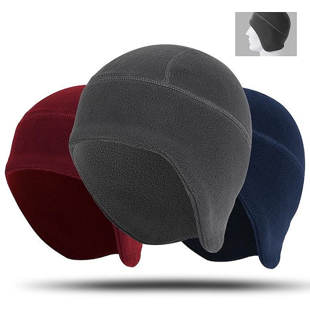  Beanie Hat Knit Beanie Sapphire Wine Red Solid Color Thermal Warm Fleece Lining Windproof Breathable