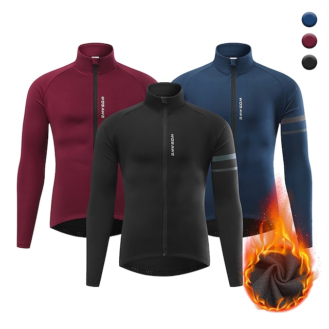  WOSAWE Men'sThermal Winter Cycling Jacket Fleece Lining Long Sleeve Jersey Windproof Running Riding Ciclismo Cycling Clothing