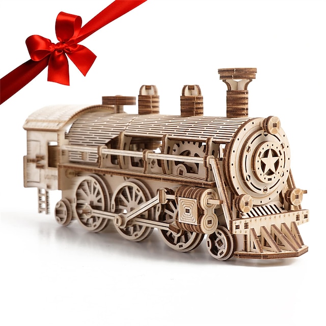  3D fa rejtvények vonat mozdony barkács hajtómű mechanikus modell agytorna játékok lenyűgöző ajándékok felnőtteknek és tizenéveseknek