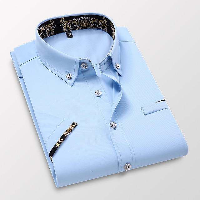 Men's Dress Shirt Button Down Shirt Collared Shirt Black White Red