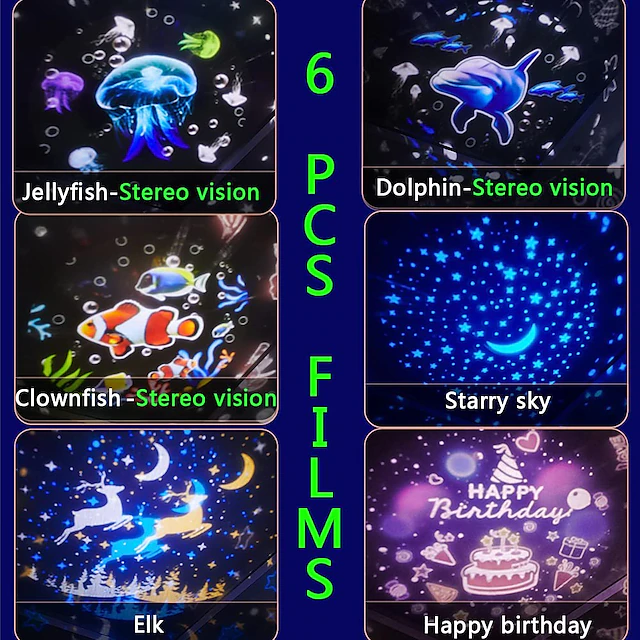 Ocean Light Projector Jellyfish Lamp 360 Degree Rotating Night Lights ...