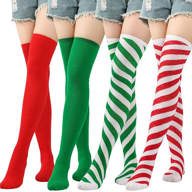 Mrs.Claus Knee Socks Christmas Socks Women's Christmas Christmas Christmas Eve Polyester Socks 