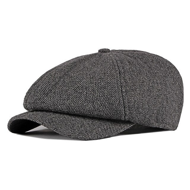 Men's Beret Hat Newsboy Cap Black Khaki Cotton Print Simple 1920s Fashion Holiday Street Dailywear Weekend Stripe Portable Comfort Fashion 8