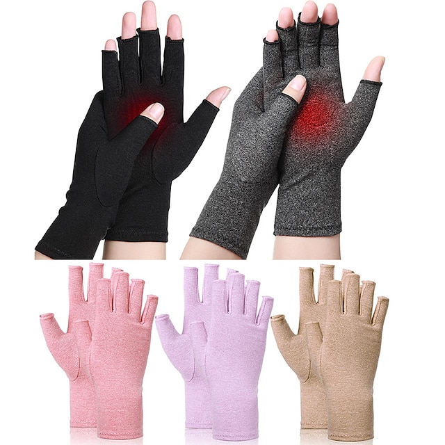  Arthritis Gloves - Men, Women Rheumatoid Compression Hand Glove for Osteoarthritis- Arthritic Joint Pain Relief - Carpal Tunnel Wrist Support - Open Finger, Fingerless Thumb for Computer Typing
