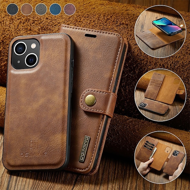  Phone Case For iPhone 15 Pro Max Plus iPhone 14 13 12 11 Pro Max Mini X XR XS Max 8 7 Plus Wallet Case Flip Cover Magnetic Full Body Protective Card Slot Solid Color PU Leather