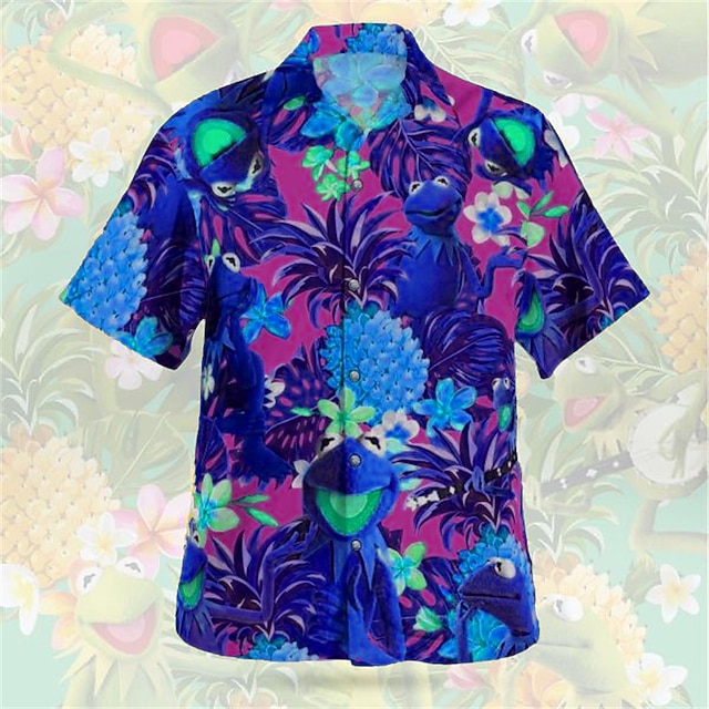 Men's gradient Long sleeve Shirt Lapel Street Vacation Print Clothing Fashion Casual Hawaiian shirt oversized 6XL