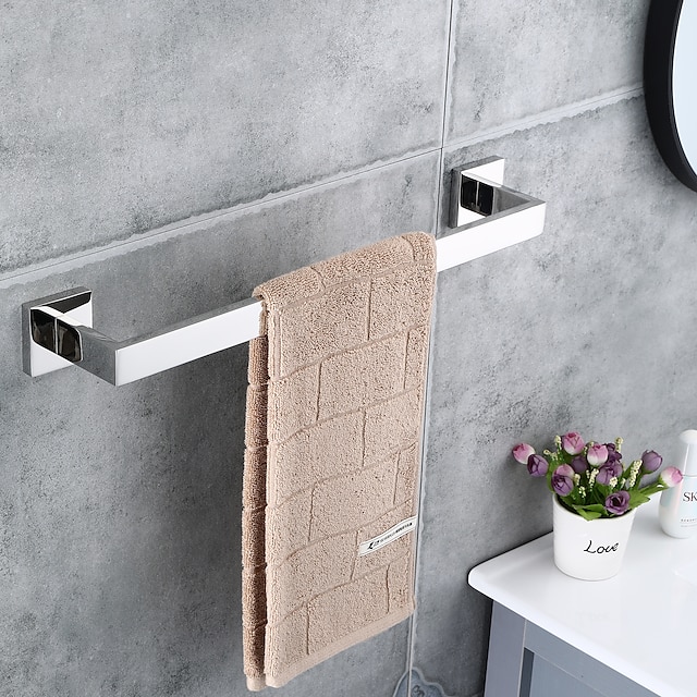  badehåndklædestang, sus304 håndklædeholder i rustfrit stål til badeværelse, tilbehør til badeværelset håndklædestang kraftig vægmonteret håndklædeholder (krom)
