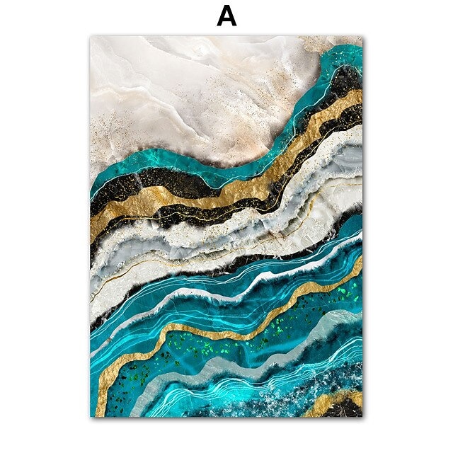 1 Panel Abstract Prints/Posters Luxury Pink Blue Gold Wall Art Modern