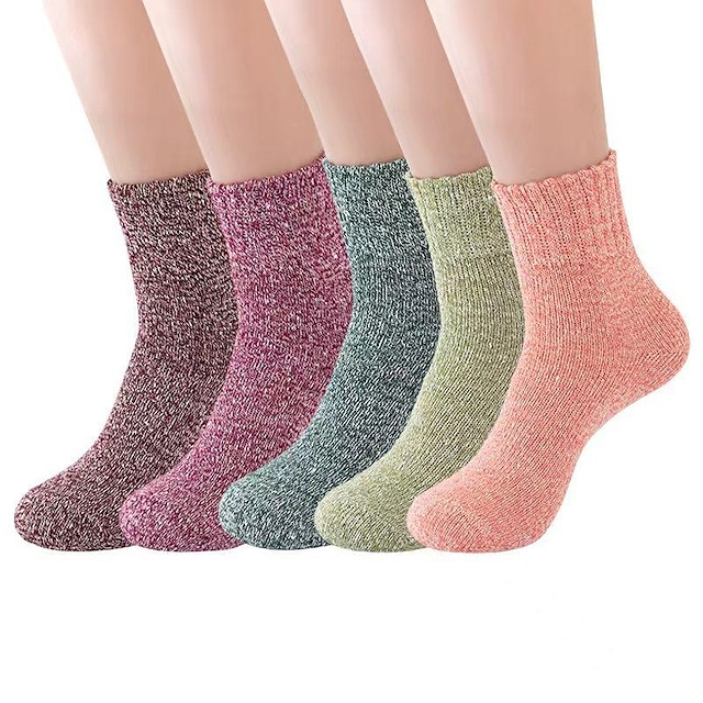  Women's Crew Socks Home Work Daily Wool Spandex Nylon Basic Casual Classic Warm 1 Pair