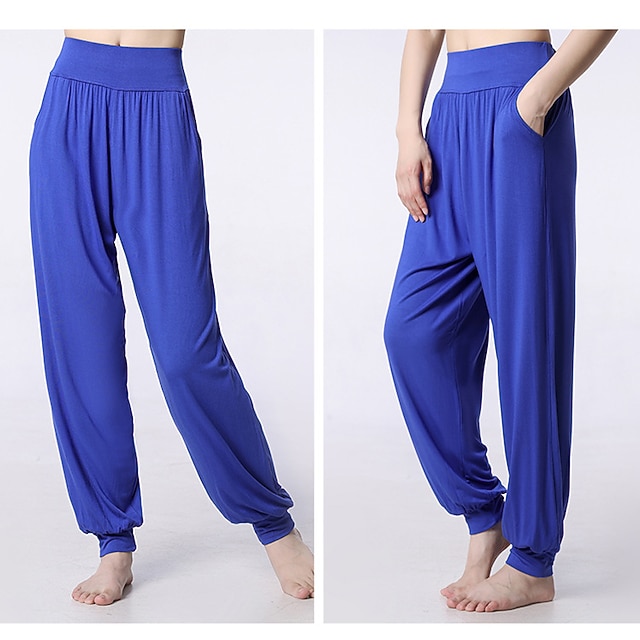 Women's Yoga Pants Side Pockets Wide Leg Harem Quick Dry Moisture