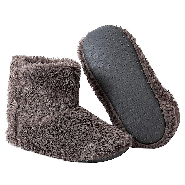 Women's And Men's Slipper Boots Faux Fur Comfort Warm Fuzzy Bootie Slippers Soft Plush Lining Cozy Slipper Sock for Winter
