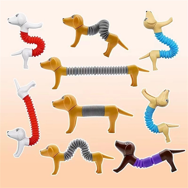  Divertido perro salchicha unicornio pop tubos sensorial fidget juguetes para niños estrés aliviar el autismo antiestrés fuelle de plástico juguete para apretar