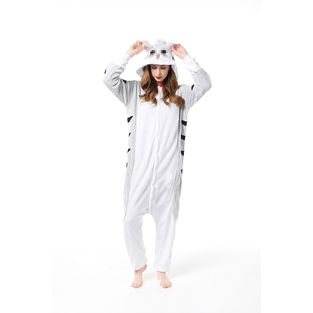  Kid's Adults' Kigurumi Pajamas Nightwear Cat Character Onesie Pajamas Flannel Cosplay For Men and Women Boys and Girls Carnival Animal Sleepwear Cartoon