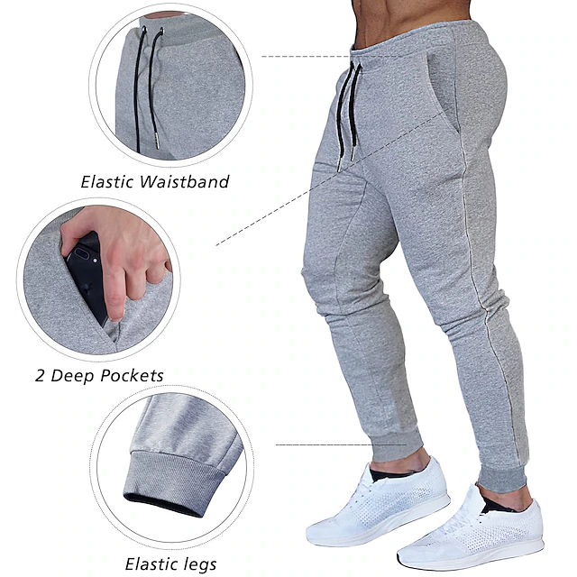 Men's Joggers Sweatpants Pocket Drawstring Bottoms Athletic Athleisure ...