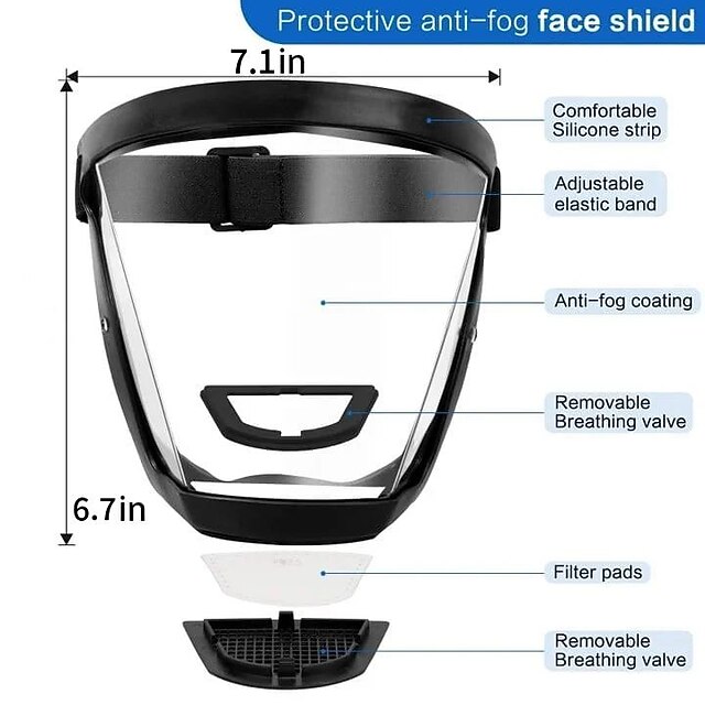 Full Face Visor Mask – Anti-Fog Clear Shield, Reusable Safety Protection – Universal Fit