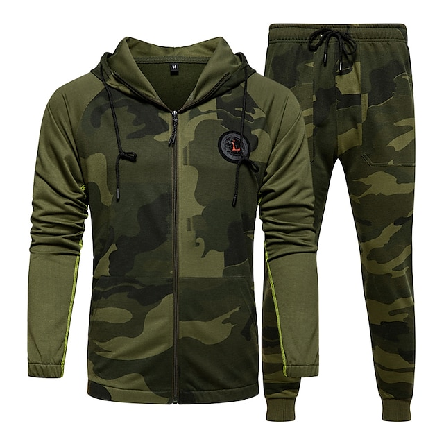 Men's Tracksuit Sweatsuit Jogging Suits Tactical Army Green Khaki Gray ...