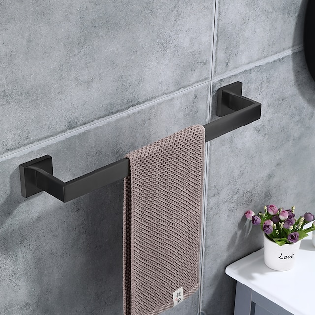  toallero de baño, toallero de acero inoxidable sus304 para baño, accesorios de baño toallero de pared resistente toallero (negro mate)