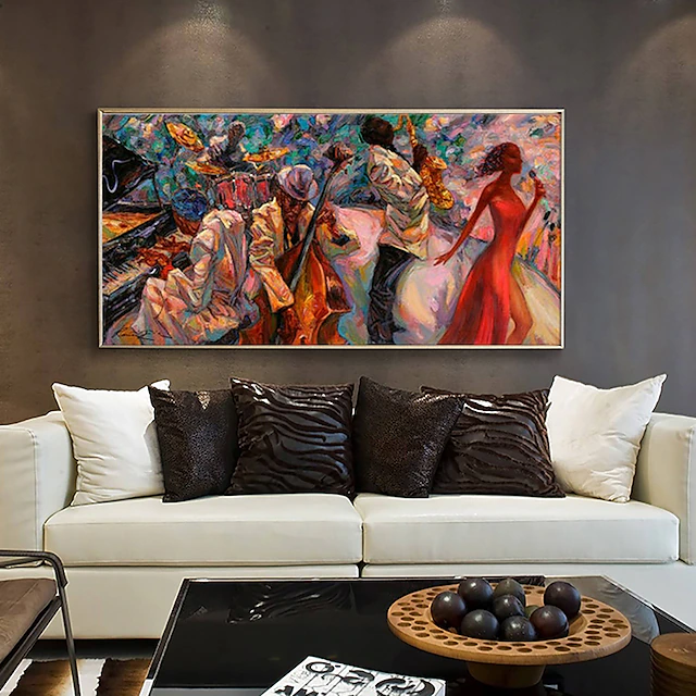 Handmade Oil Painting Canvas Wall Art Decoration Vintage Figure Drawing Concert for Home Decor Rolled Frameless Unstretched Painting 7