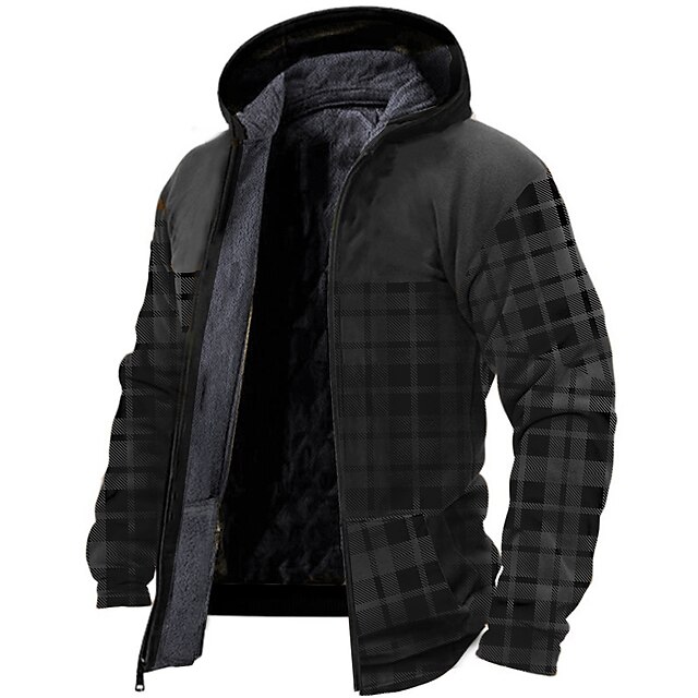 Men's Fleece Jacket Full Zip Hoodie Fleece Hoodie Sherpa Jacket Thick ...