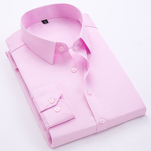 Men's Dress Shirt Button Up Shirt Collared Shirt Black White Pink Long ...