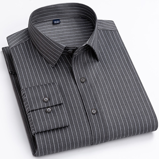 Men's Dress Shirt Button Up Shirt Striped Shirt Collared Shirt Non Iron