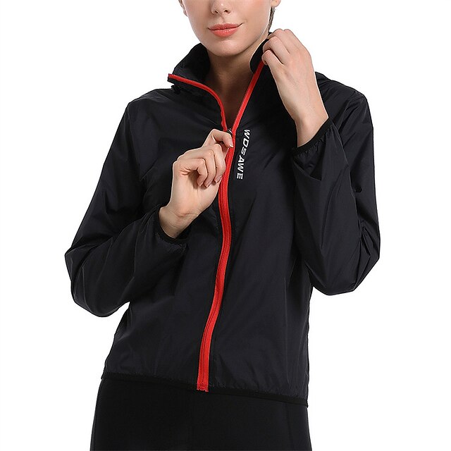 WOSAWE Women's Packable Hooded Windbreaker - Water Resistant, Lightweight Running & Cycling Jacket