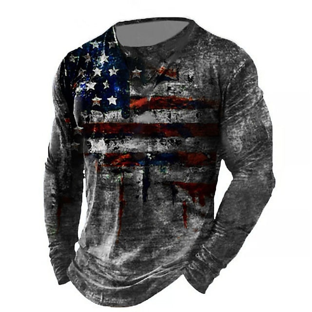 Men's T shirt Tee Distressed T Shirt Graphic Prints American Flag ...