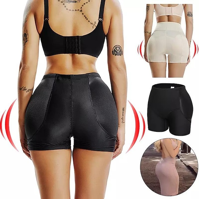  Women's Black Apricot Solid / Plain Color Elastic Waist Hip Lift Up Going out Undergarments Skinny M