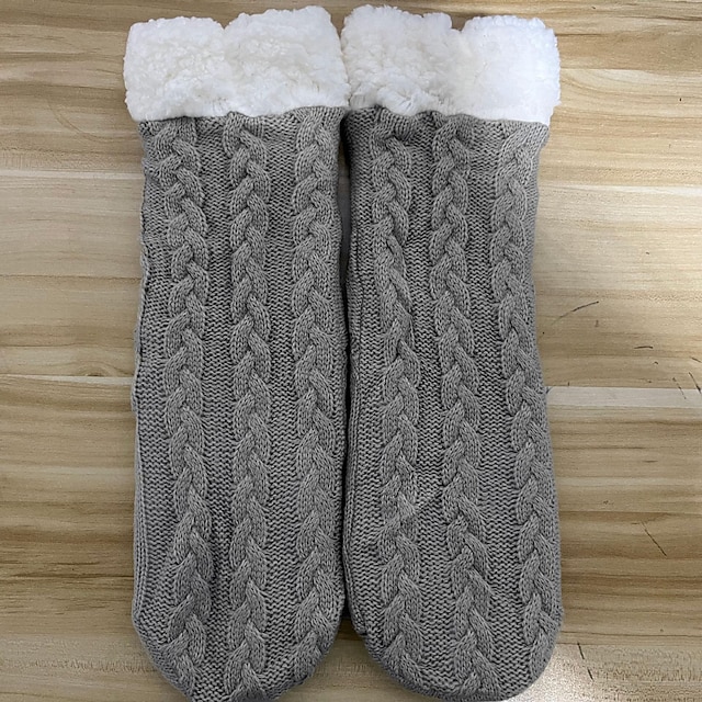  Chaussettes en molleton de Noël push pour femmes hommes, chaussettes chaudes et moelleuses épaisses chaussettes confortables hiver chaussettes de Noël pour femmes 6 ou 5 paires