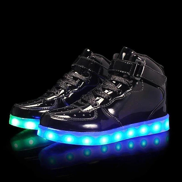Men's Gold High-Top LED Sneakers - Shiny Light-Up Shoes with ...