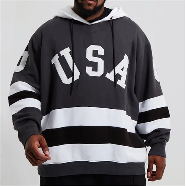  Men's Plus Size Pullover Hoodie Sweatshirt Big and Tall 3D Print Hooded Long Sleeve Spring &  Fall Fashion Streetwear Basic Comfortable Work Daily Wear Tops