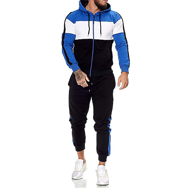 Men's Tracksuit Sweatsuit Jogging Suits Black And White Red Blue Gray ...